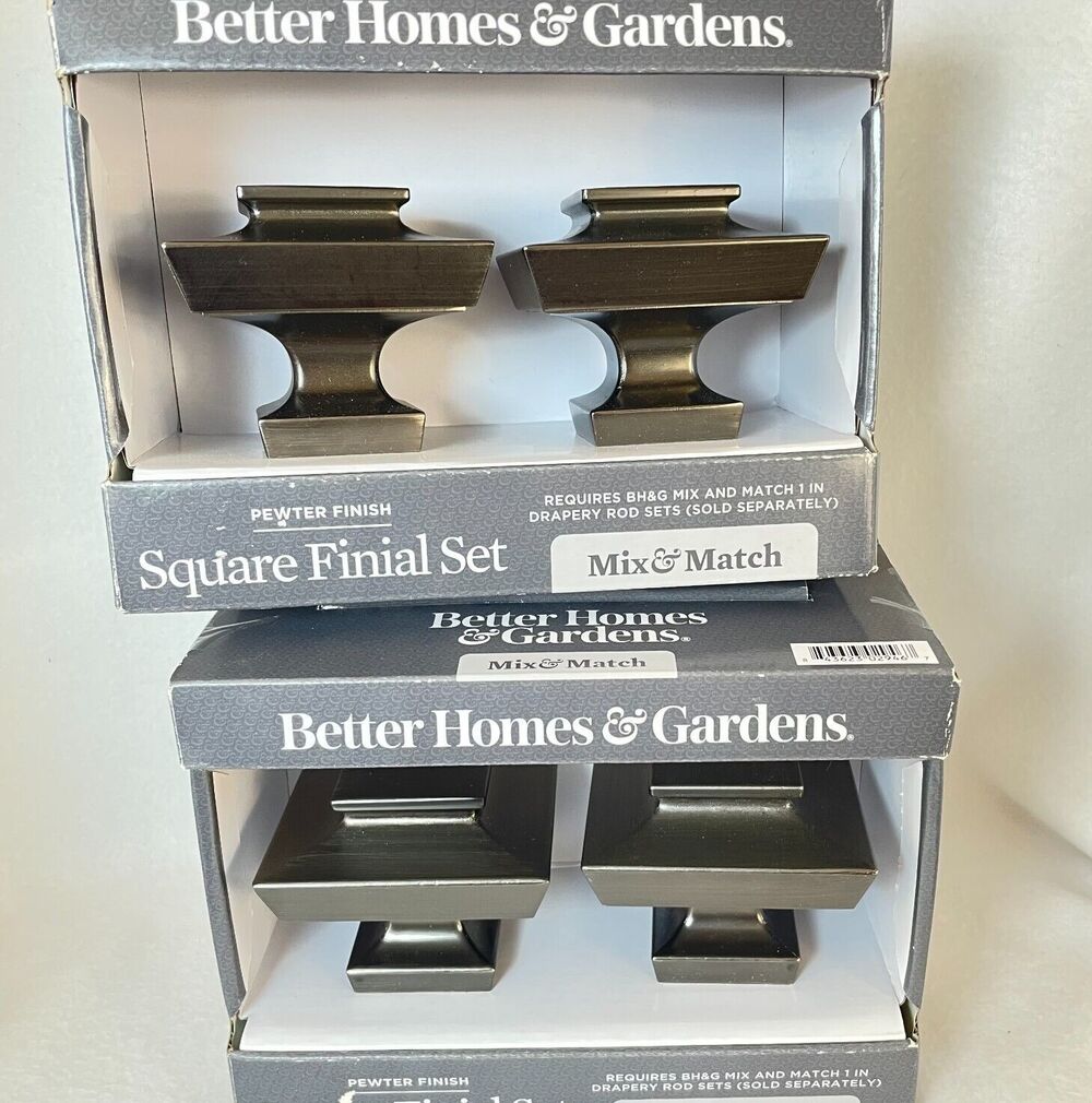 Better Homes‎ & Gardens Mix & Match Square Finial Set of 2 Matte Black Finish
